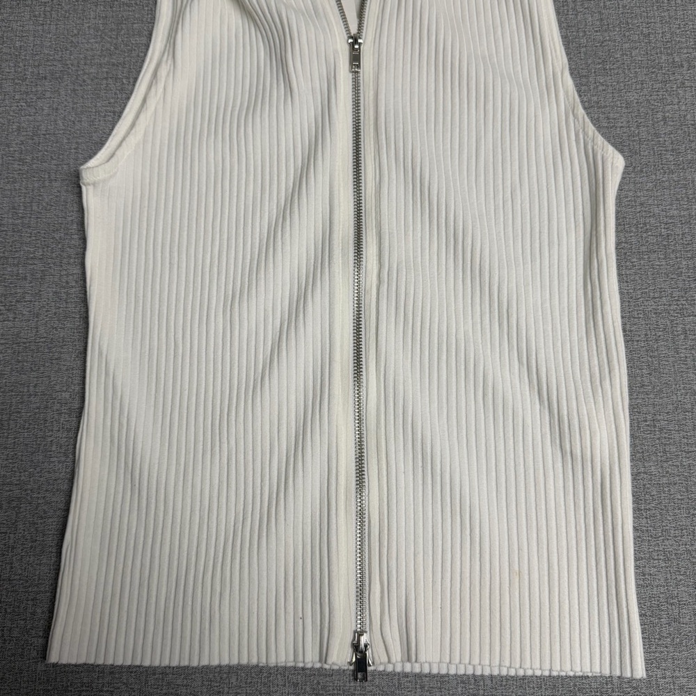 NWT! ZARA Ribbed Knit Off-the-Shoulder Full-Zip Tank Top Size L - Picture 7 of 7